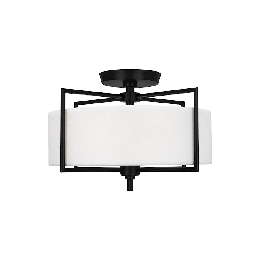 Visual Comfort Studio Perno 2 Light Semi-Flush Mount, Iron/Silk/Blast - CF1122AI