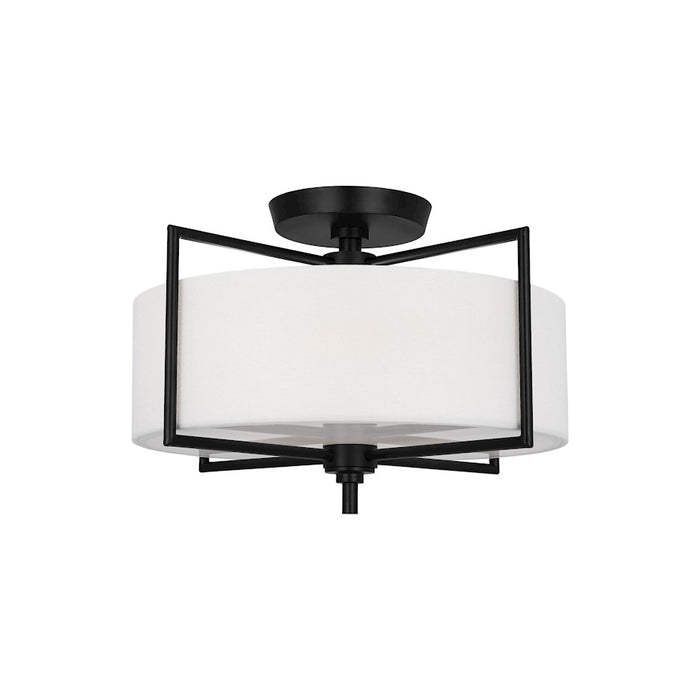 Visual Comfort Studio Perno 2 Light Semi-Flush Mount, Iron/Silk/Blast