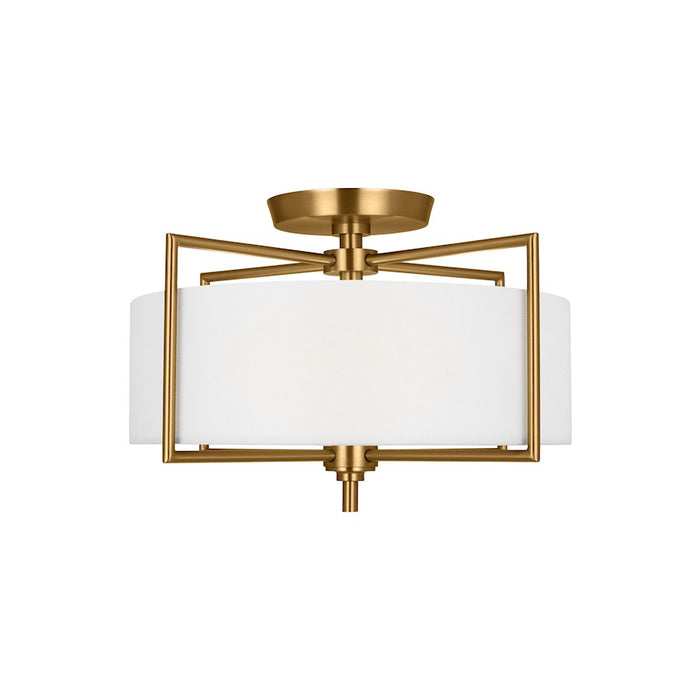 Visual Comfort Studio Perno 2 Light Semi-Flush, Brass/Silk/Blast - CF1122BBS