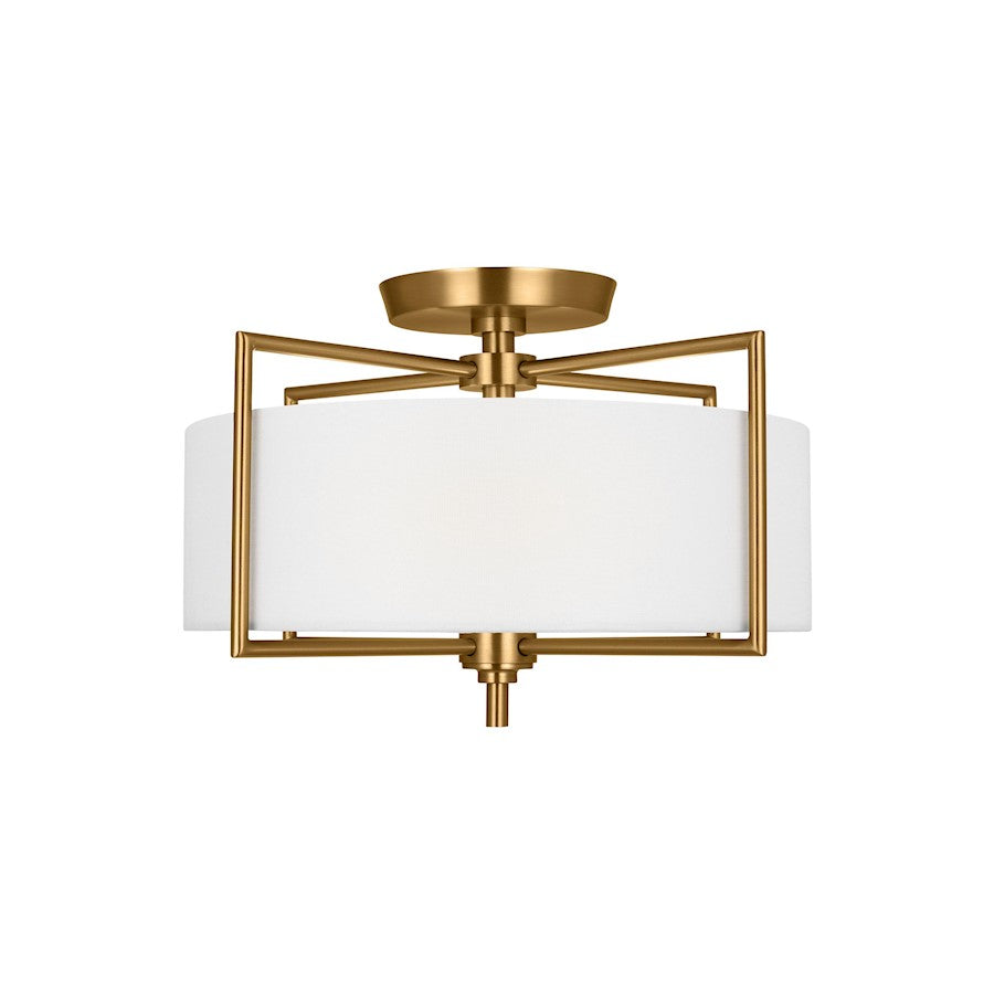 Visual Comfort Studio Perno 2 Light Semi-Flush, Brass/Silk/Blast - CF1122BBS