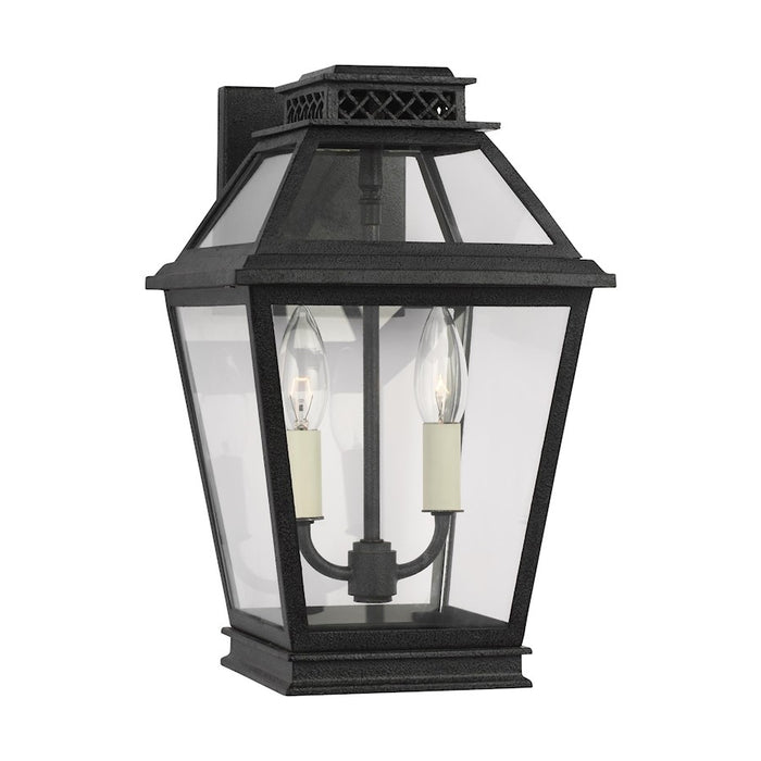 Visual Comfort Studio Falmouth 2-Lt SM Out Wall Lantern, Zinc/Clear