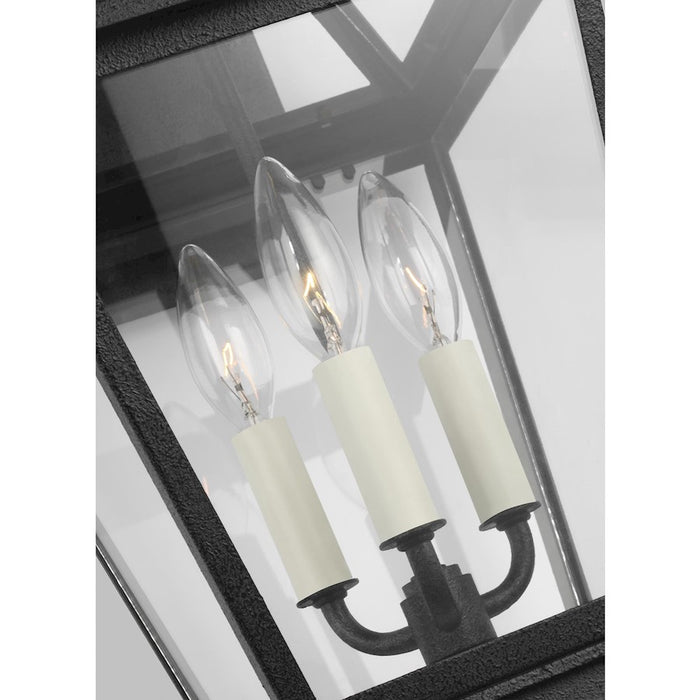 Visual Comfort Studio Falmouth 3-Lt Outdoor Wall Lantern, Zinc/Clear