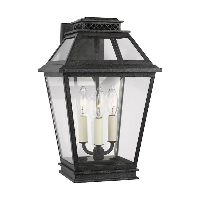 Visual Comfort Studio Falmouth 3-Lt Outdoor Wall Lantern, Zinc/Clear