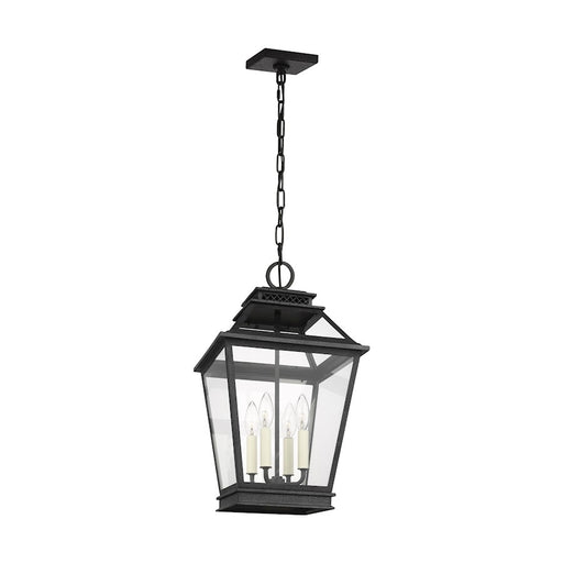 Visual Comfort Studio Falmouth 4 Light Hanging Lantern, Zinc/Clear