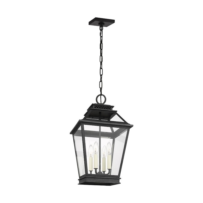 Visual Comfort Studio Falmouth 4 Light Hanging Lantern, Zinc/Clear