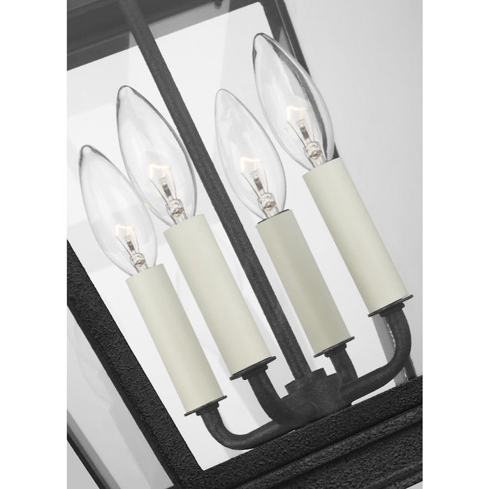 Visual Comfort Studio Falmouth 4 Light Hanging Lantern, Zinc/Clear