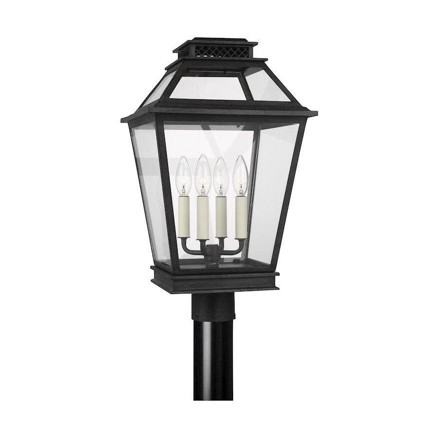 Visual Comfort Studio Falmouth 4 Light Post Lantern, Zinc/Clear - CO1064DWZ