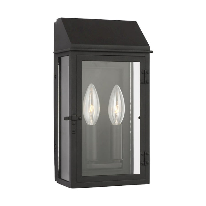 Visual Comfort Studio Hingham 2-Lt SM Out Wall Lantern, Black/Clear