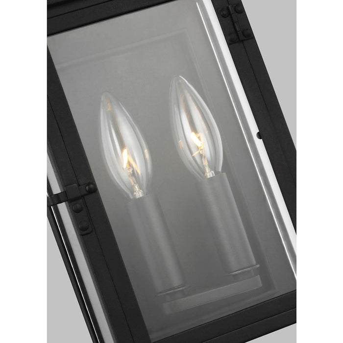 Visual Comfort Studio Hingham 2-Lt SM Out Wall Lantern, Black/Clear