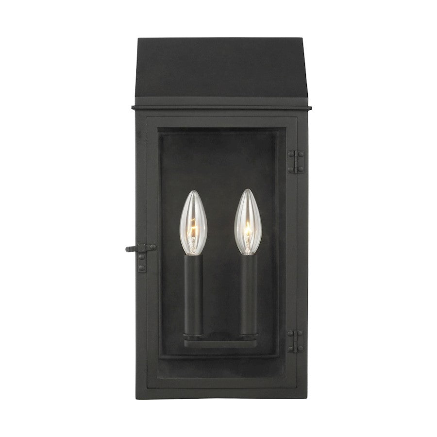 Visual Comfort Studio Hingham 2-Lt Outdoor Wall Lantern, Black/Clear - CO1262TXB