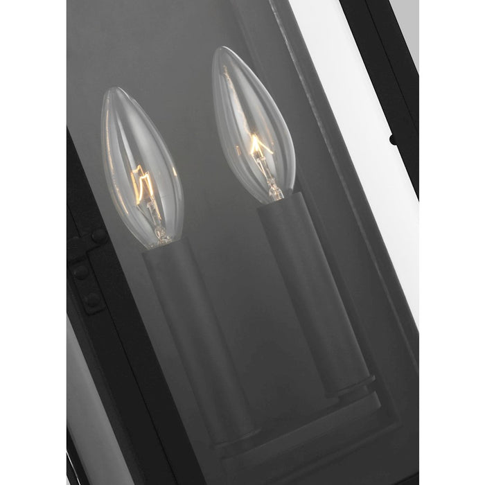 Visual Comfort Studio Hingham 2-Lt Outdoor Wall Lantern, Black/Clear