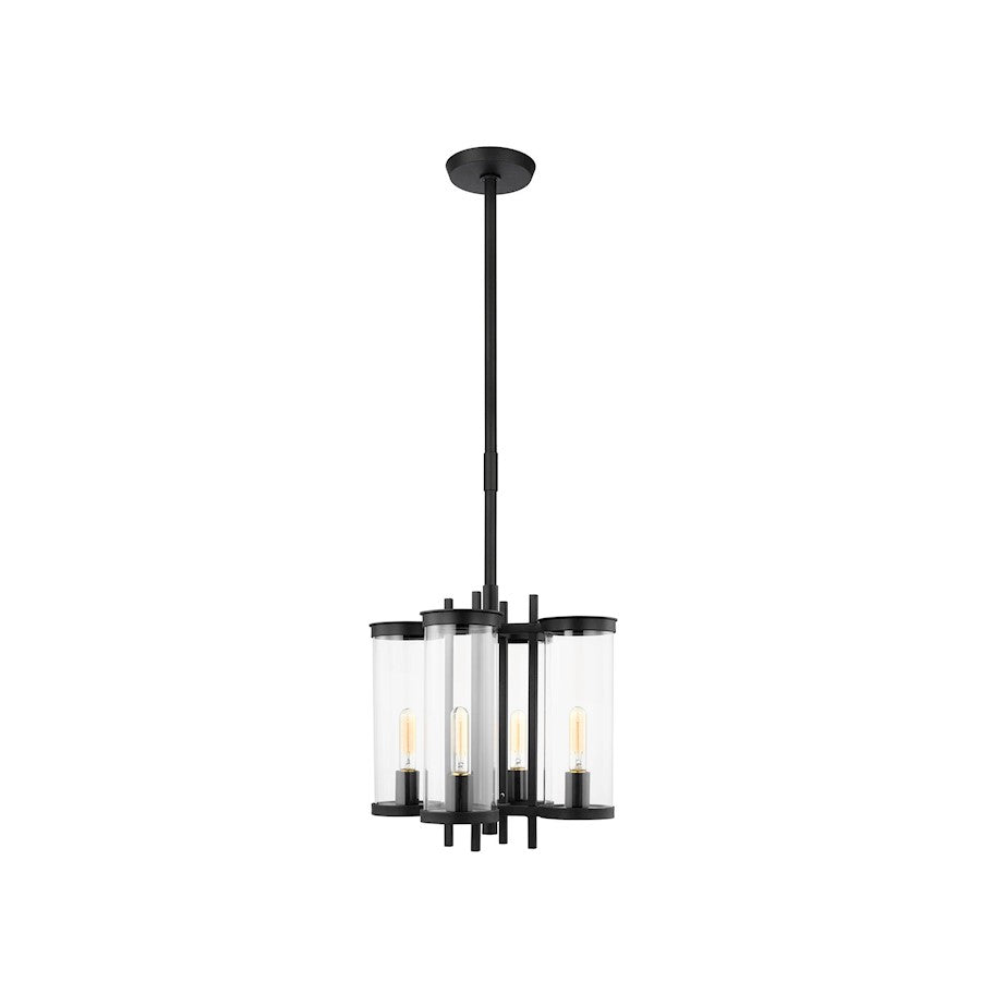 Visual Comfort Studio Eastham 4-Lt Outdoor Chandelier, Black/Clear - CO1334TXB