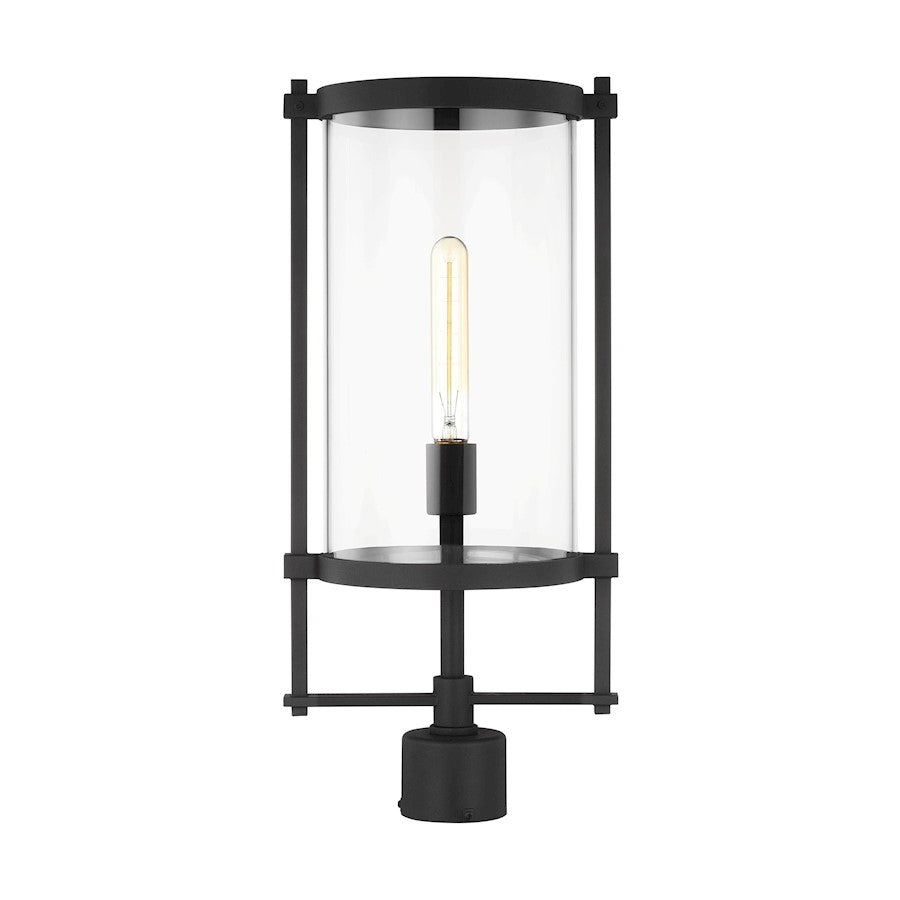 Visual Comfort Studio Eastham 1-Lt Outdoor Post Lantern, Black/Clear - CO1351TXB