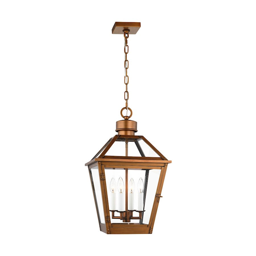 Visual Comfort Studio Hyannis 4-Lt Large Out Pendant, Copper/Clear - CO1424NCP