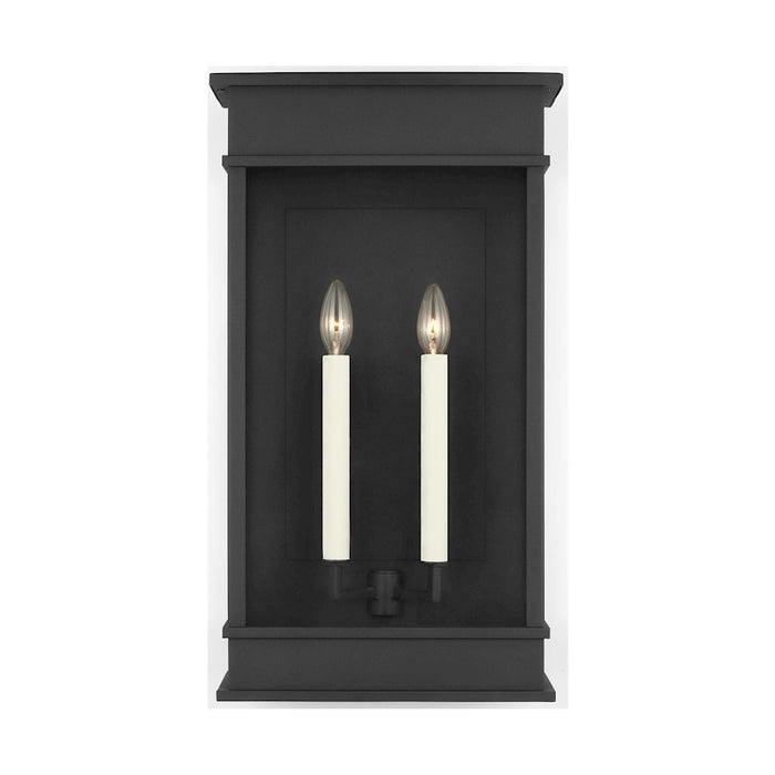 Visual Comfort Studio Cupertino 2-Lt Large Wall Lantern, Black/Clear - CO1482TXB