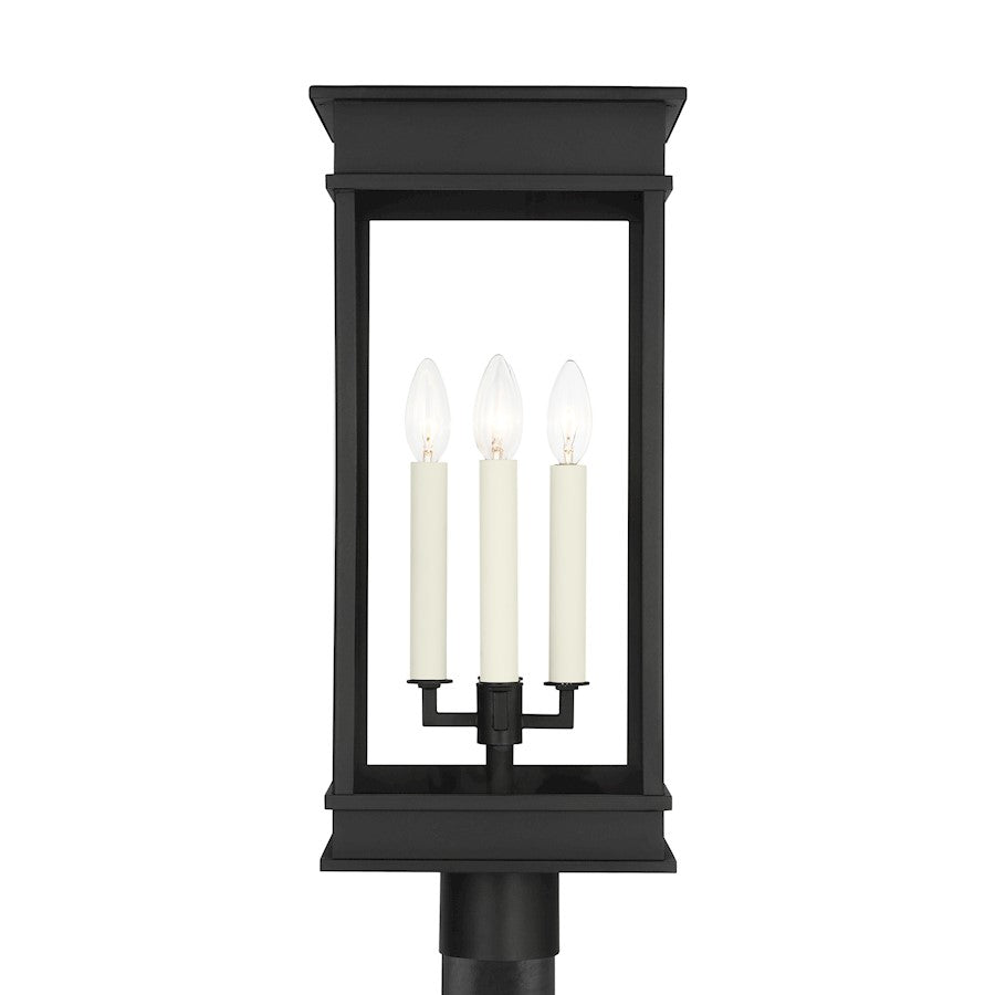 Visual Comfort Studio Cupertino 4-Lt Large Post Lantern, Black/Clear - CO1524TXB