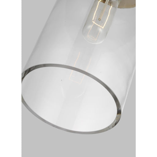 Visual Comfort Studio Garrett 1-Lt Med Cylinder Pendant, Brass/Clear