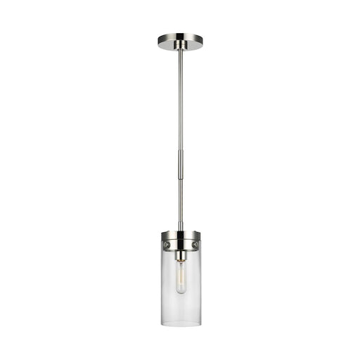 Visual Comfort Studio Garrett 1-Lt Med Cylinder Pendant, Nickel/Clear - CP1001PN