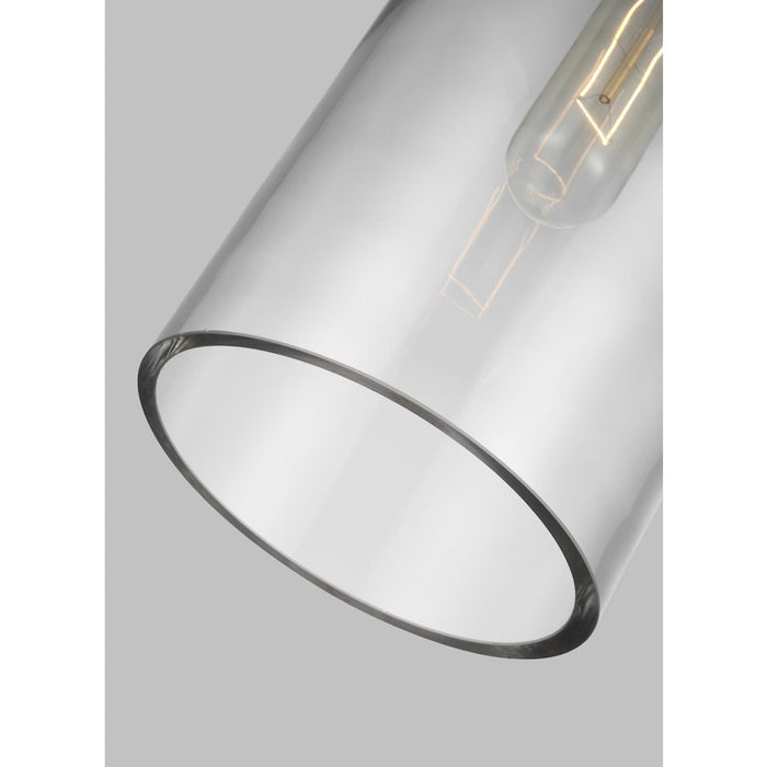 Visual Comfort Studio Garrett 1-Lt Med Cylinder Pendant, Nickel/Clear