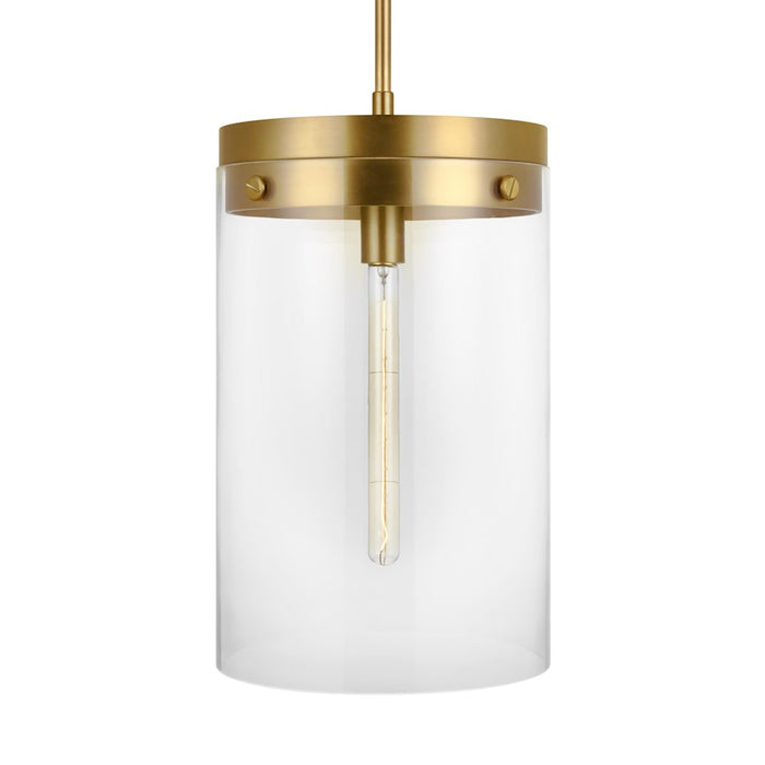 Visual Comfort Studio Garrett 1-Lt Large Cylinder Pendant, BS/Clear