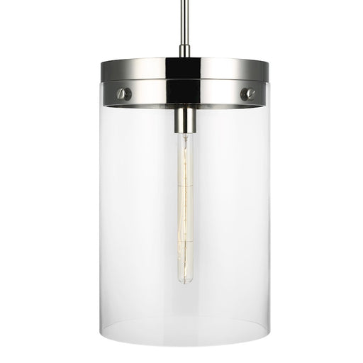 Visual Comfort Studio Garrett 1-Lt Large Cylinder Pendant, NK/Clear
