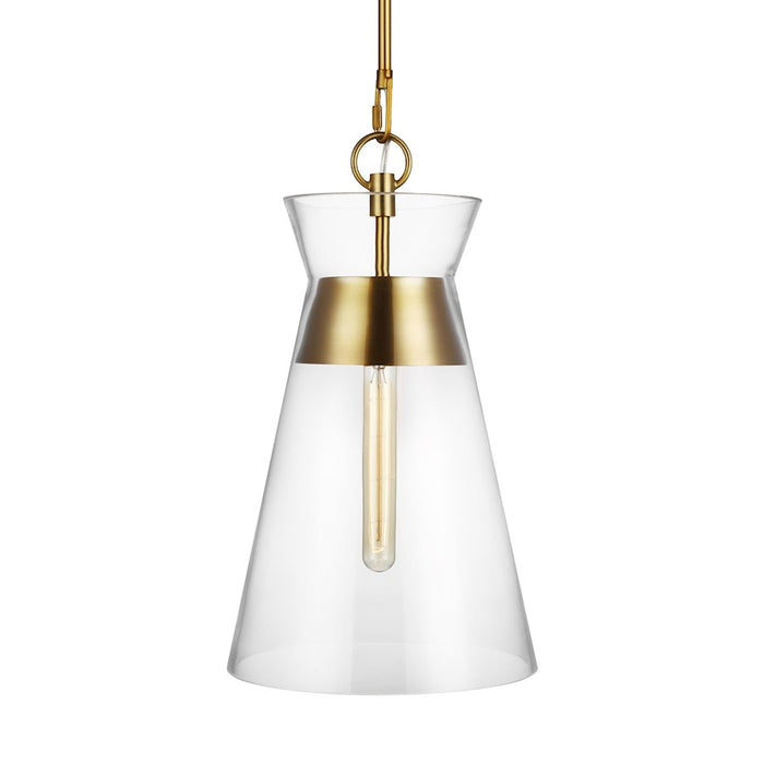 Visual Comfort Studio Atlantic 1-Lt Narrow Pendant, Burnished/Clear