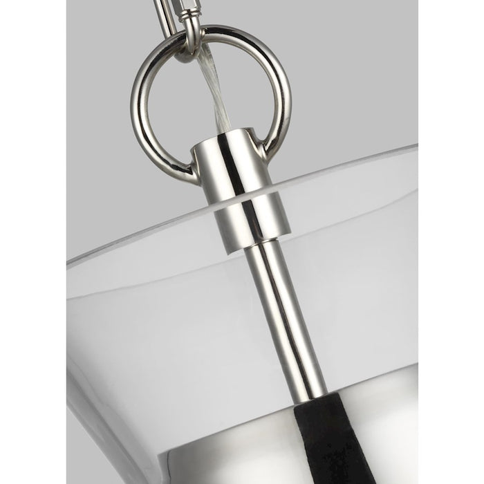 Visual Comfort Studio Atlantic 1-Lt Narrow Pendant, Pol Nickel/Clear