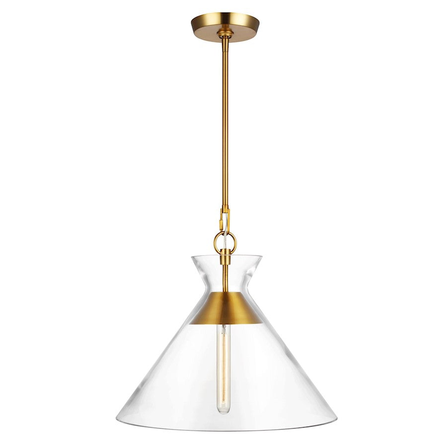 Visual Comfort Studio Atlantic 1-Lt Wide Pendant, Burnished/Clear - CP1031BBS