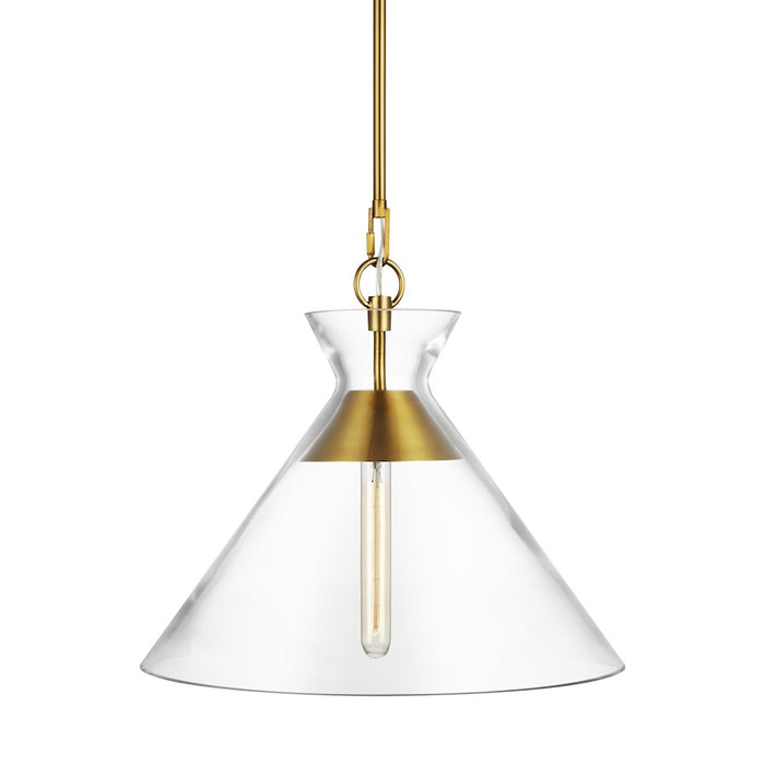 Visual Comfort Studio Atlantic 1-Lt Wide Pendant, Burnished/Clear