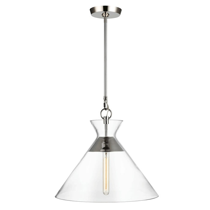 Visual Comfort Studio Atlantic 1-Lt Wide Pendant, Pol Nickel/Clear - CP1031PN