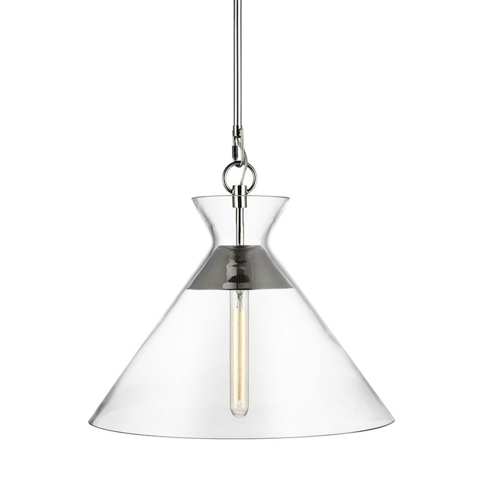 Visual Comfort Studio Atlantic 1-Lt Wide Pendant, Pol Nickel/Clear