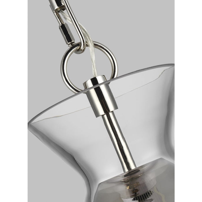 Visual Comfort Studio Atlantic 1-Lt Wide Pendant, Pol Nickel/Clear