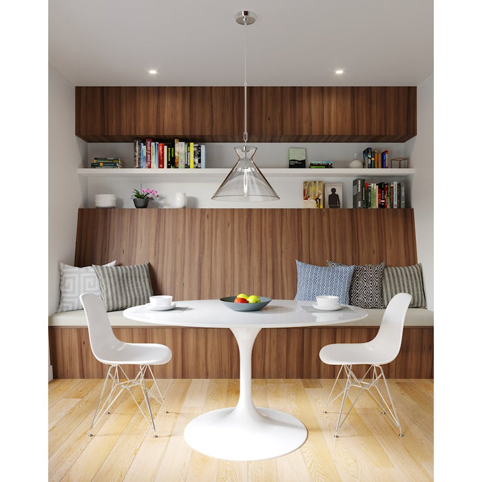 Visual Comfort Studio Atlantic 1-Lt Wide Pendant, Pol Nickel/Clear