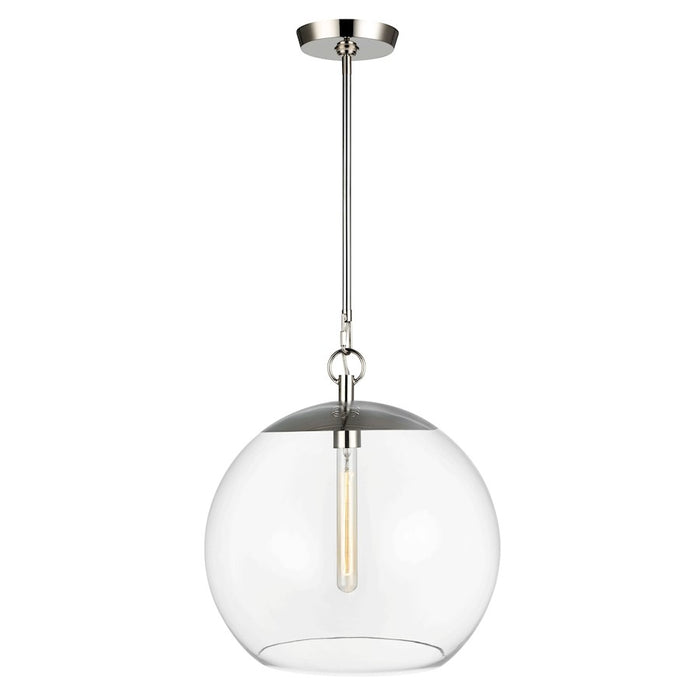 Visual Comfort Studio Atlantic 1-Lt Round Pendant, Pol Nickel/Clear - CP1041PN