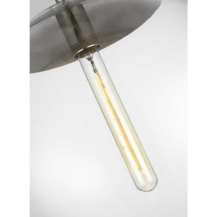 Visual Comfort Studio Atlantic 1-Lt Round Pendant, Pol Nickel/Clear