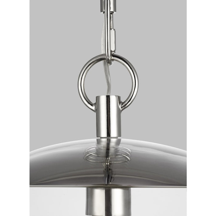 Visual Comfort Studio Atlantic 1-Lt Round Pendant, Pol Nickel/Clear