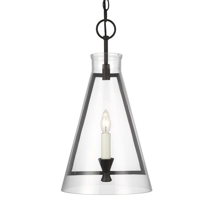 Visual Comfort Studio Keystone 1 Light Med Pendant, Iron/Clear