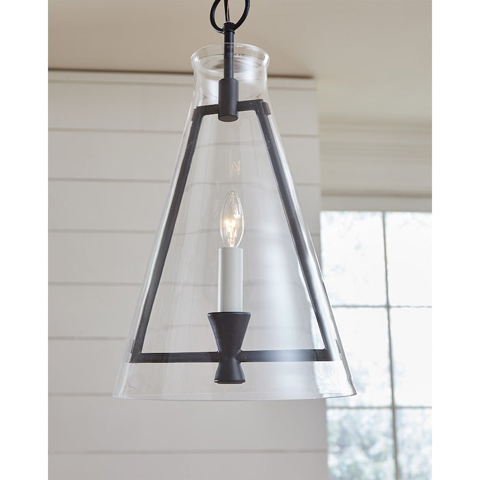 Visual Comfort Studio Keystone 1 Light Med Pendant, Iron/Clear