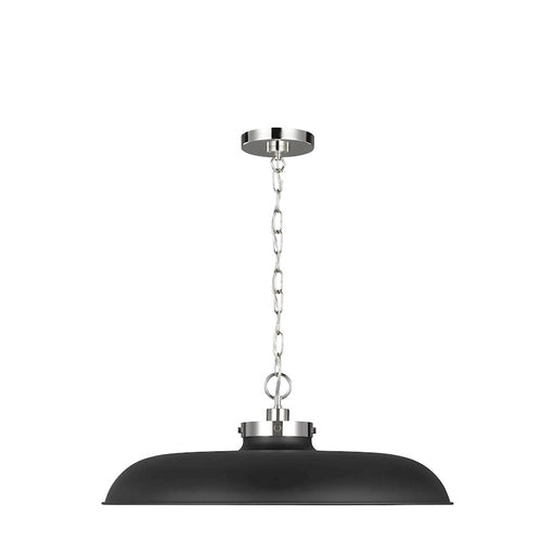 Visual Comfort Studio Wellfleet 1-Lt Large Wide Pendant, BK/Nickel - CP1111MBKPN