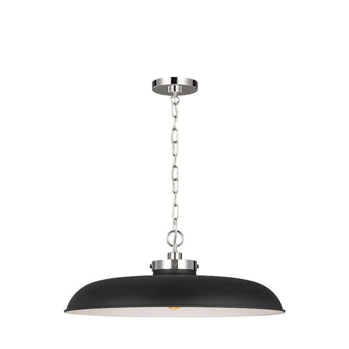 Visual Comfort Studio Wellfleet 1-Lt Large Wide Pendant, BK/Nickel
