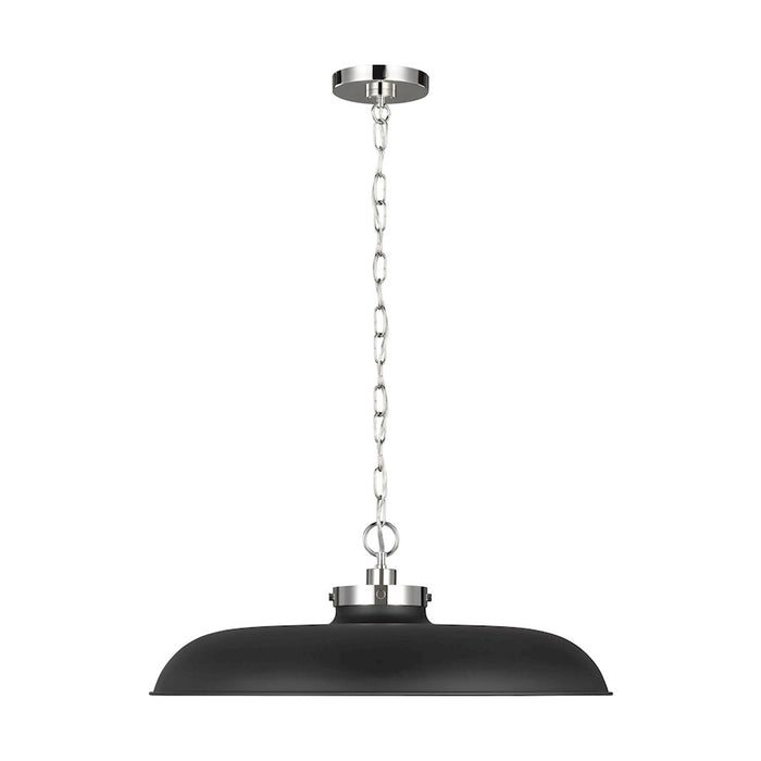Visual Comfort Studio Wellfleet 1-Lt Large Wide Pendant, BK/Nickel
