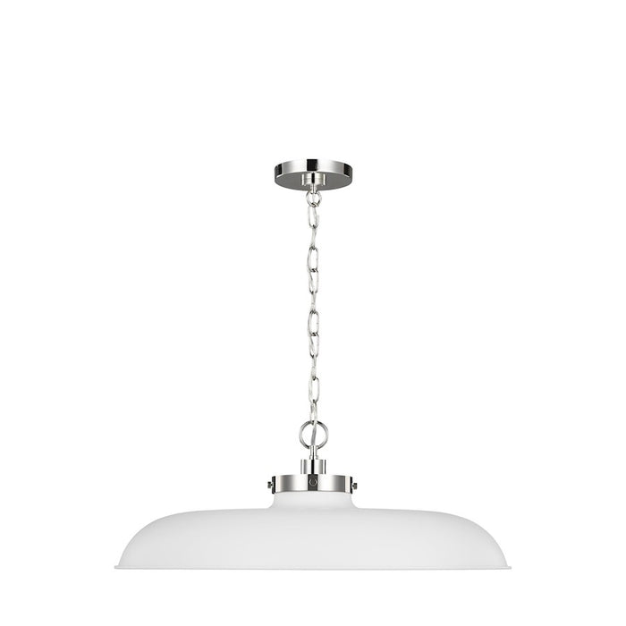 Visual Comfort Studio Wellfleet 1-Lt Large Wide Pendant, WH/Nickel - CP1111MWTPN