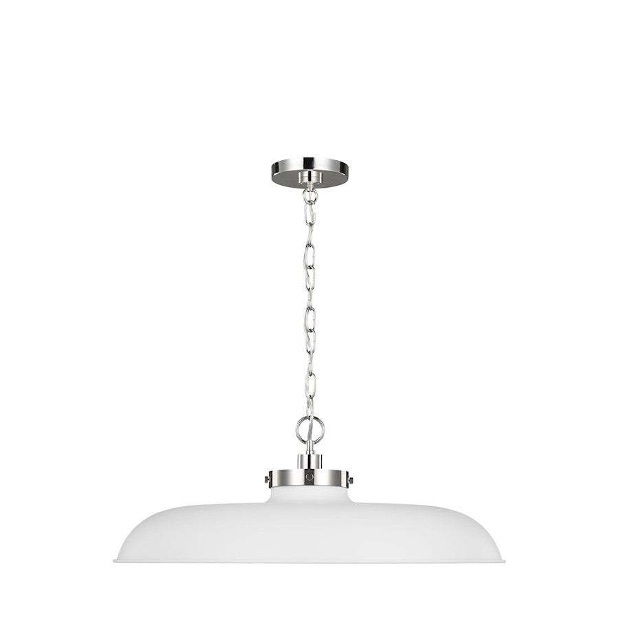 Visual Comfort Studio Wellfleet 1-Lt Large Wide Pendant, WH/Nickel - CP1111MWTPN