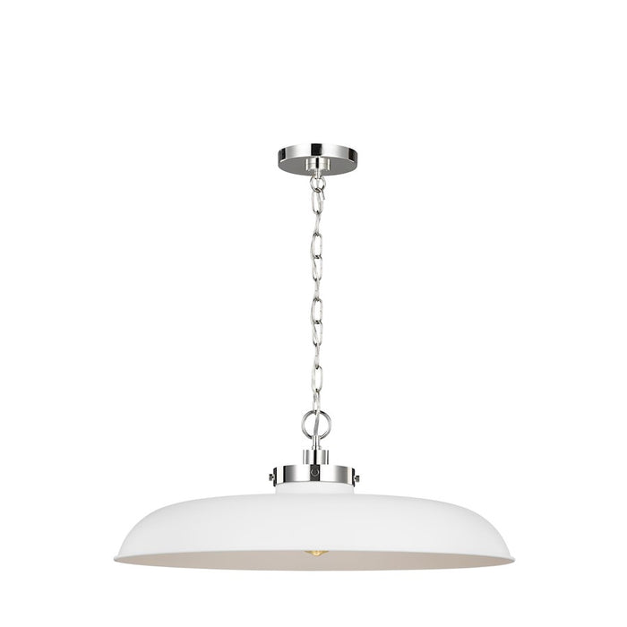 Visual Comfort Studio Wellfleet 1-Lt Large Wide Pendant, WH/Nickel