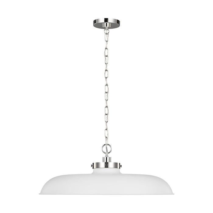 Visual Comfort Studio Wellfleet 1-Lt Large Wide Pendant, WH/Nickel