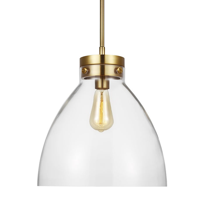 Visual Comfort Studio Garrett 1-Lt Wide Pendant, Burnished/Clear