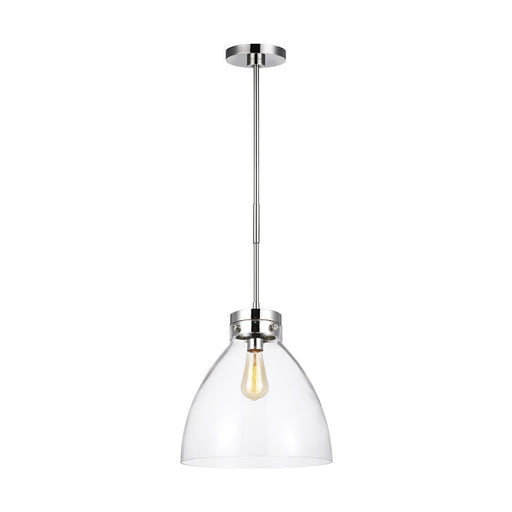 Visual Comfort Studio Garrett 1-Lt Wide Pendant, Pol Nickel/Clear