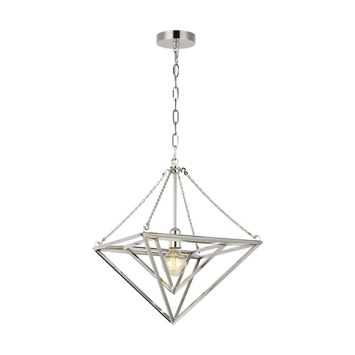 Visual Comfort Studio Carat 1 Light Small Pendant, Polished Nickel