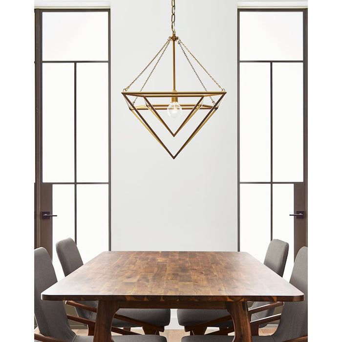 Visual Comfort Studio Carat 1 Light Medium Pendant, Burnished Brass