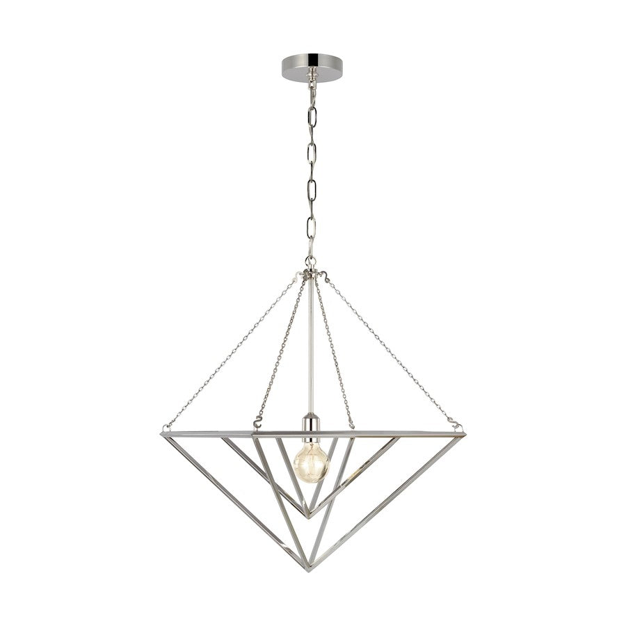 Visual Comfort Studio Carat 1 Light Medium Pendant, Polished Nickel - CP1141PN